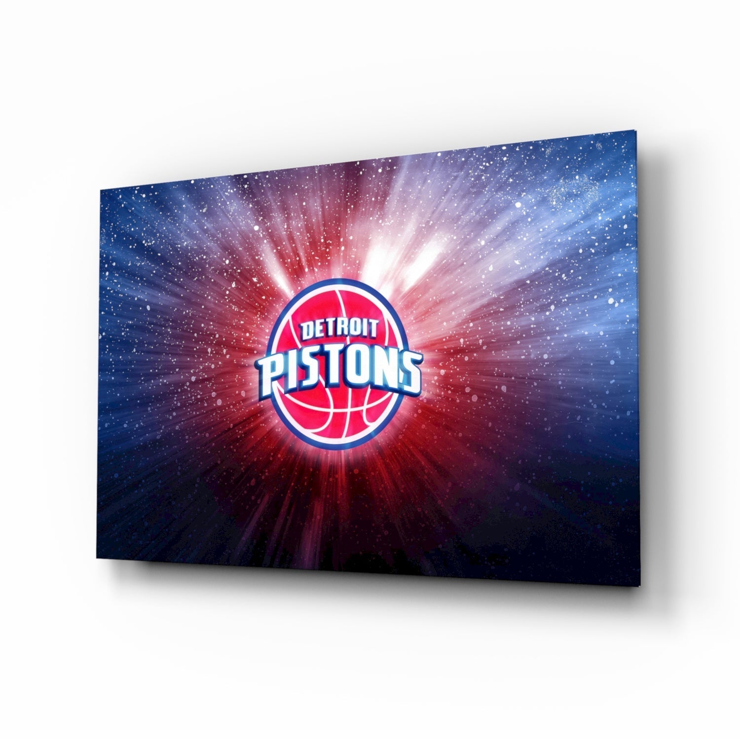 Detroit Pistons: Blue Light Glass Wall Art || Designer Collection