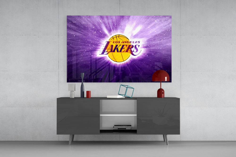 Los Angeles Lakers: Purple Flash Glass Wall Art || Designer Collection