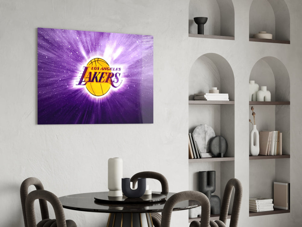 Los Angeles Lakers: Purple Flash Glass Wall Art || Designer Collection