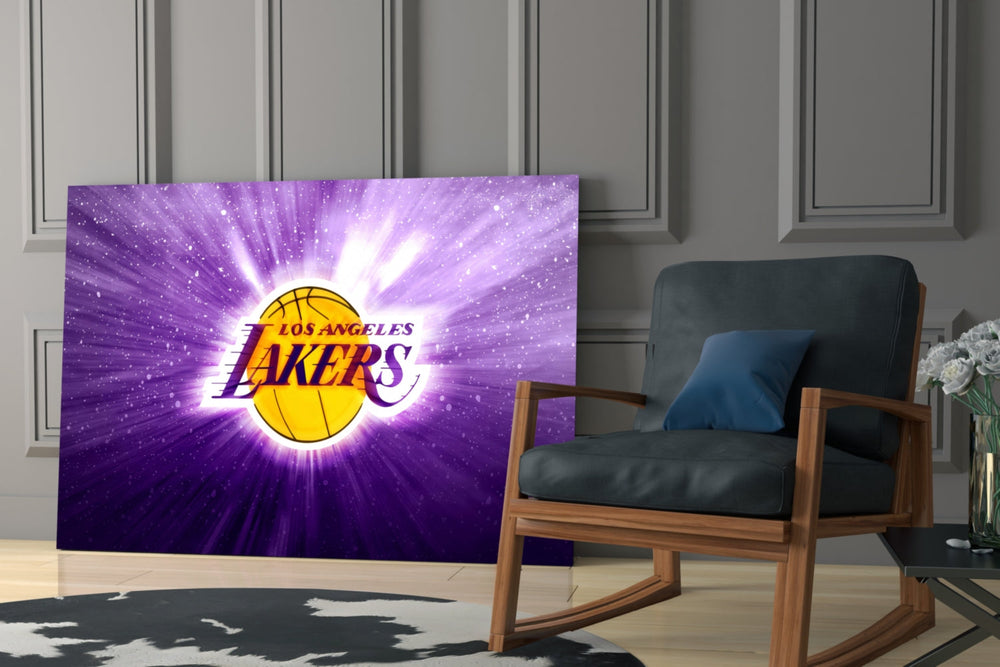 Los Angeles Lakers: Purple Flash Glass Wall Art || Designer Collection