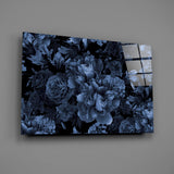 Dutch-master peony cinematic glass wall art over walnut dining sideboard