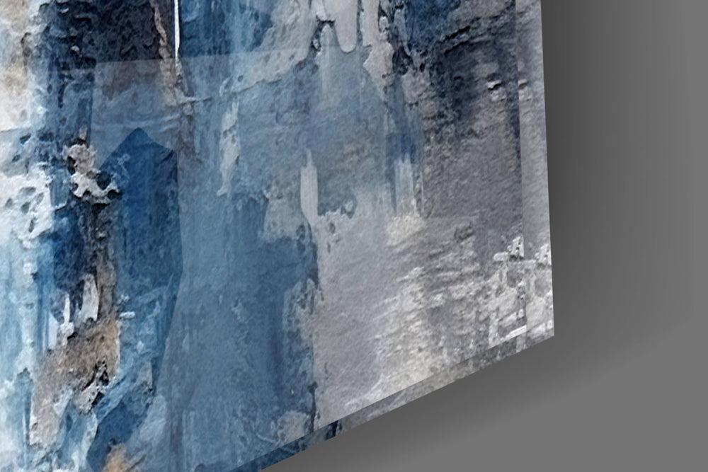 Designer-luxury painterly cinematic glass wall art in fashion-atelier entry