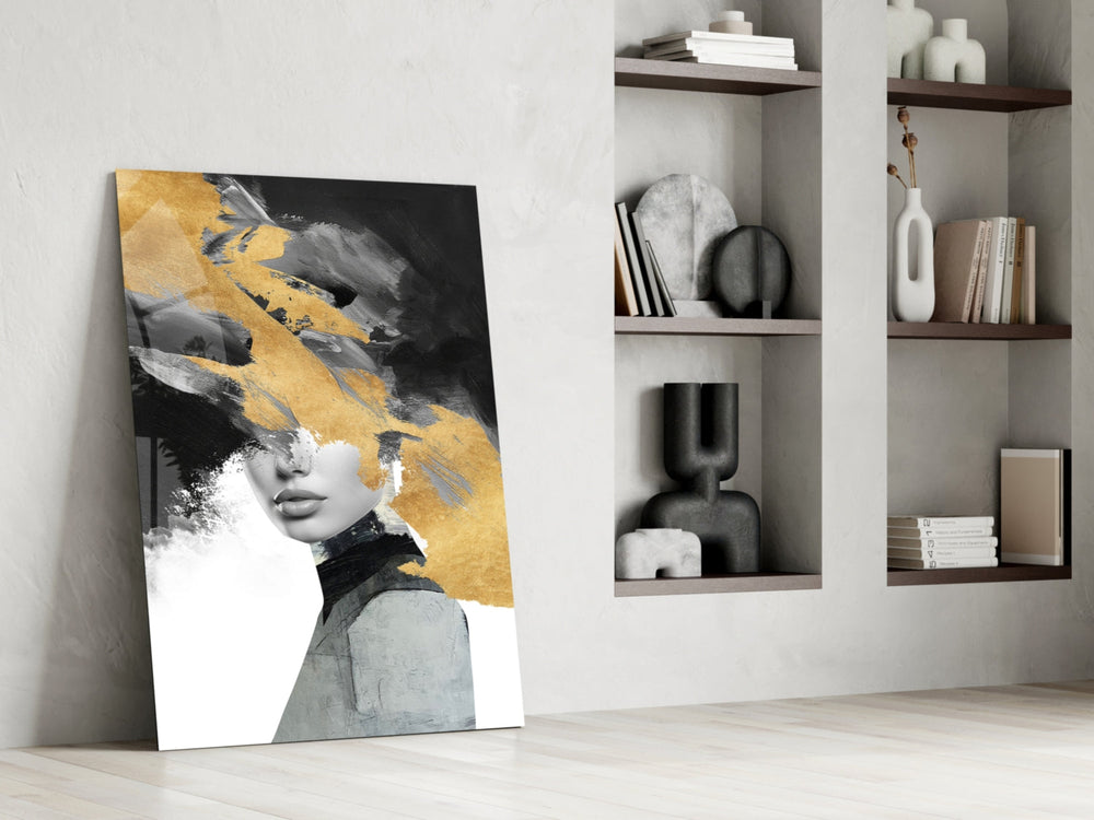 Magazine-style portrait cinematic glass wall art in heritage stairwell