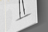 Ballet triptych cinematic glass wall art over linen sofa in glamorous lounge