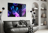 Neon elephant-ear leaves cinematic glass wall art over walnut bar cabinet