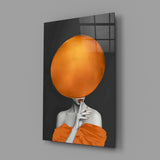 Surreal-pop bust cinematic glass wall art in fashion-atelier reception