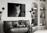 Noir wildlife portrait cinematic glass wall art in private library