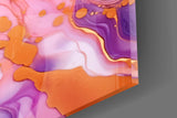 Blush-and-lavender pour cinematic glass wall art in fashion-atelier reception