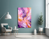 Gold-veining marble cinematic glass wall art in boutique-hotel suite