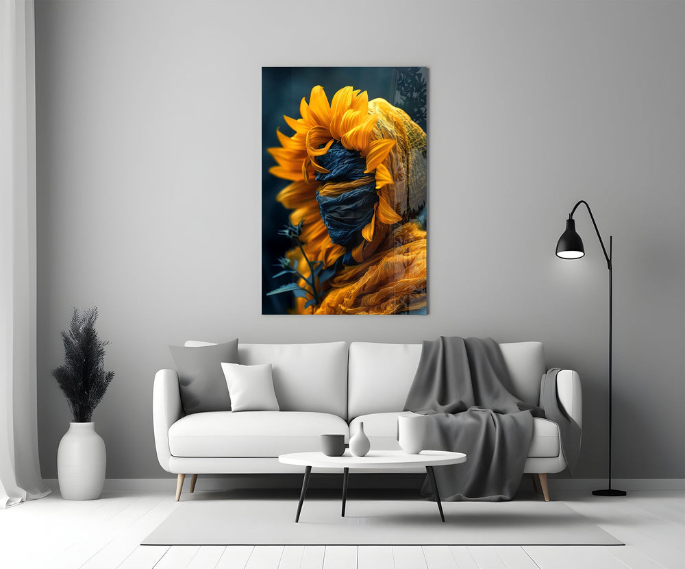 Resilience symbolism cinematic glass wall art in heritage stairwell