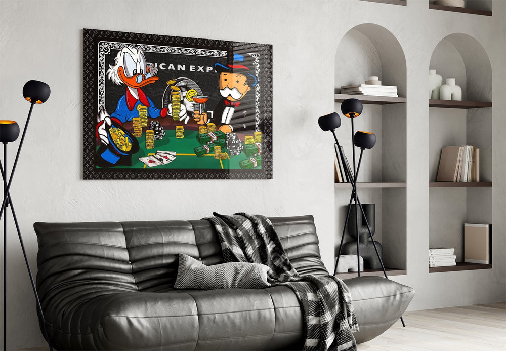Pop-graffiti collage cinematic glass wall art in creative-agency reception