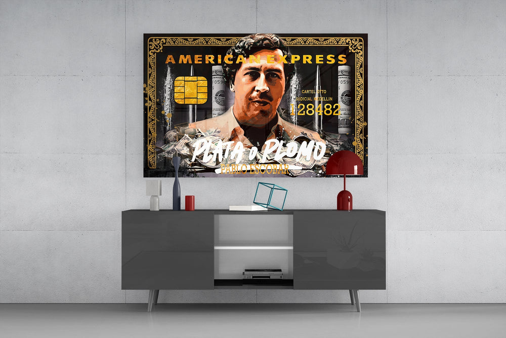 Cartel pop cinematic glass wall art in entertainment den