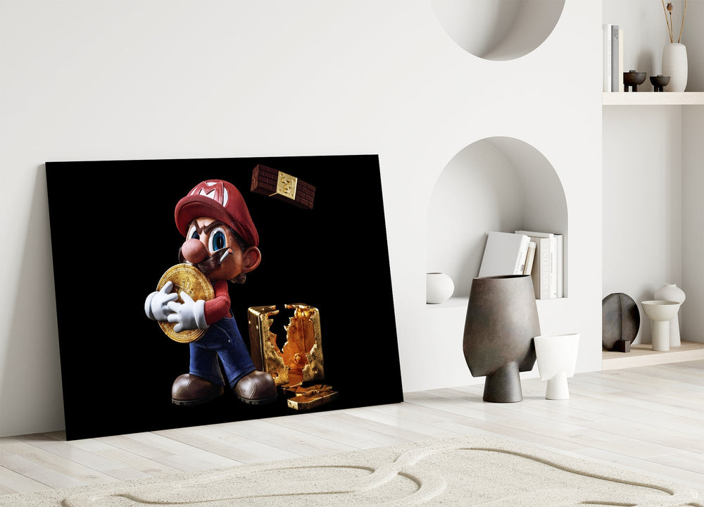 Pop-graffiti gaming cinematic glass wall art in heritage stairwell