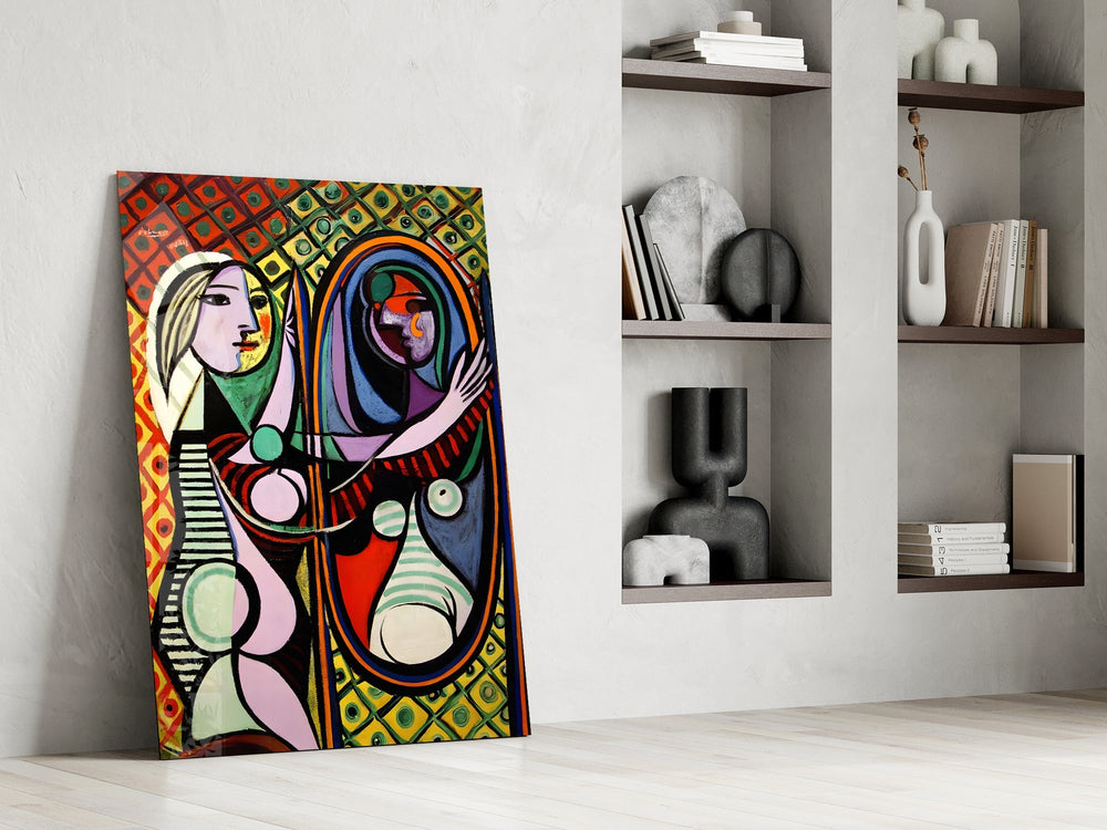 Art-history canon cinematic glass wall art in formal sitting room