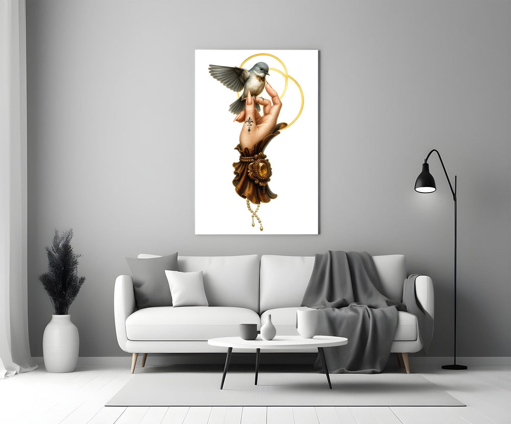 Art-Nouveau illustration cinematic glass wall art in heritage stairwell