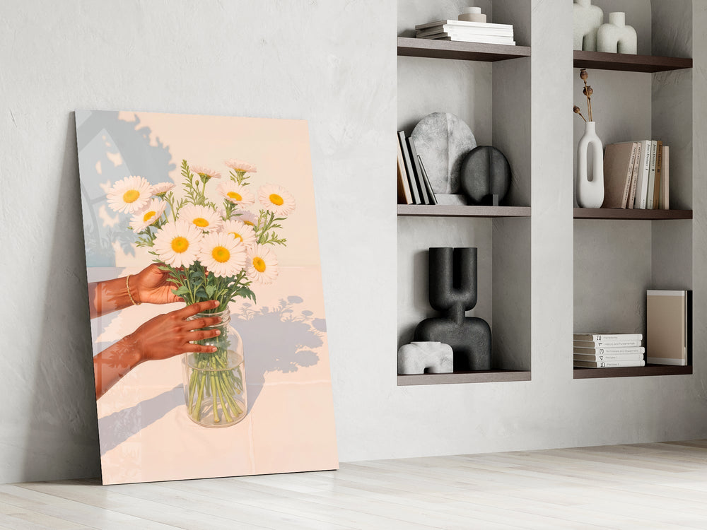 Sun-washed cream cinematic glass wall art in private library reading nook