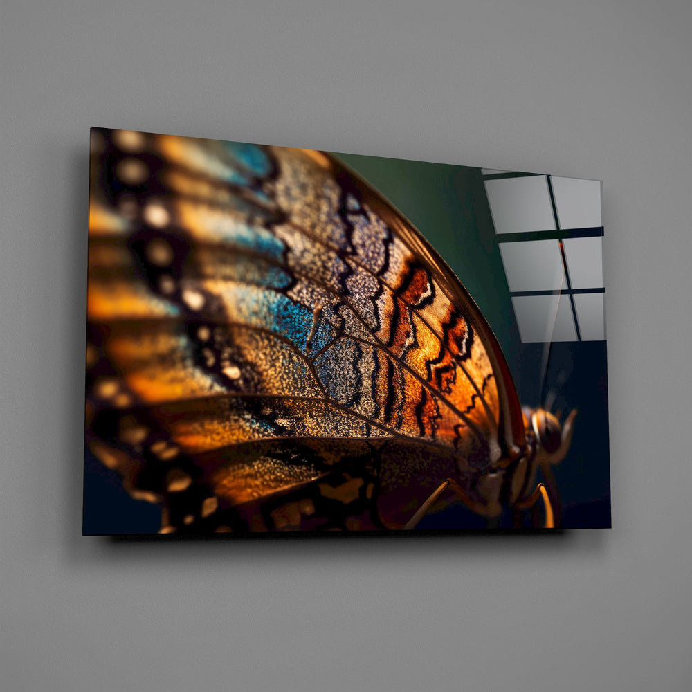 Stained-glass nature cinematic glass wall art in botanical-themed bedroom