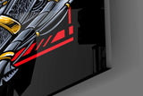Mecha geisha cinematic glass wall art in streetwear-boutique entry