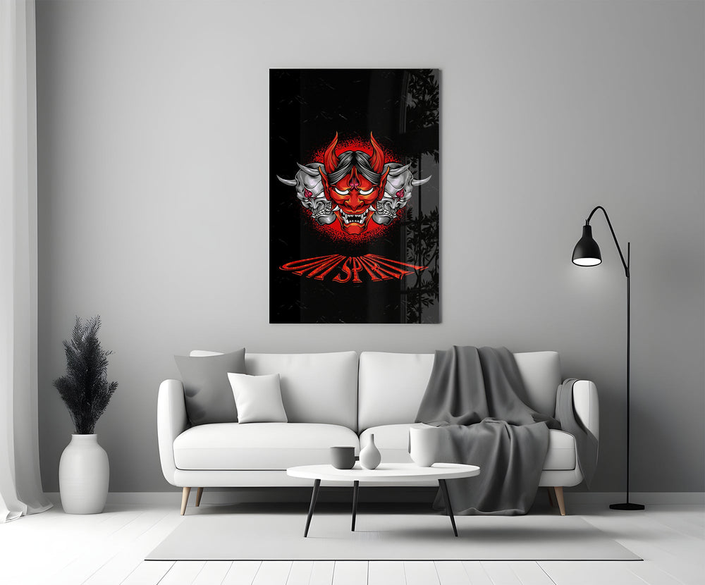 Oni-Spirit poster cinematic glass wall art in heritage stairwell