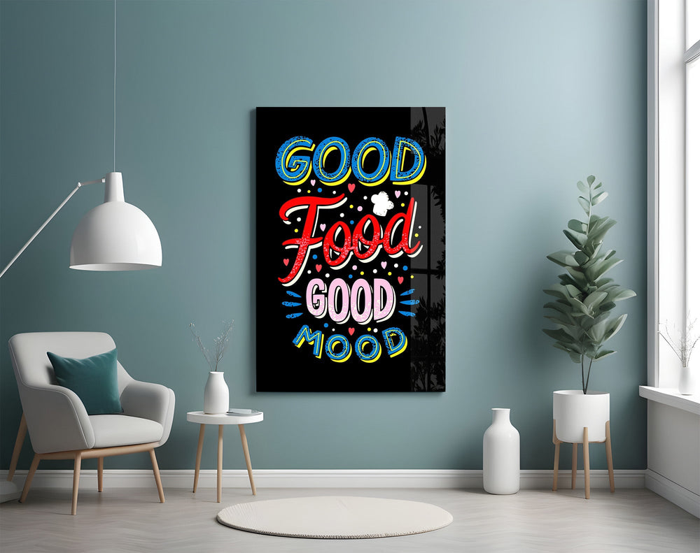 Good-Mood typography cinematic glass wall art in teen game-room