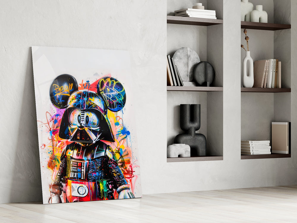 Pop-graffiti cinema cinematic glass wall art in private library reading nook