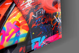 Vader colorway pop cinematic glass wall art in streetwear-boutique entry