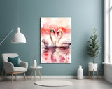 Couples watercolor cinematic glass wall art in couples' suite