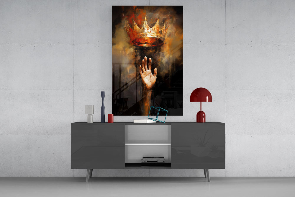 Motivational destiny cinematic glass wall art in entertainment den