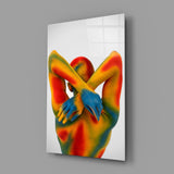 Fine art body painting cinematic glass wall art in yoga-studio reception