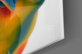 Heat-map figure cinematic glass wall art in feminine-luxe boudoir