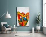 Editorial body-portrait cinematic glass wall art in creative studio