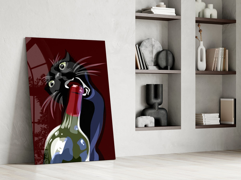 Pop-art kitchen cinematic glass wall art in private library reading nook