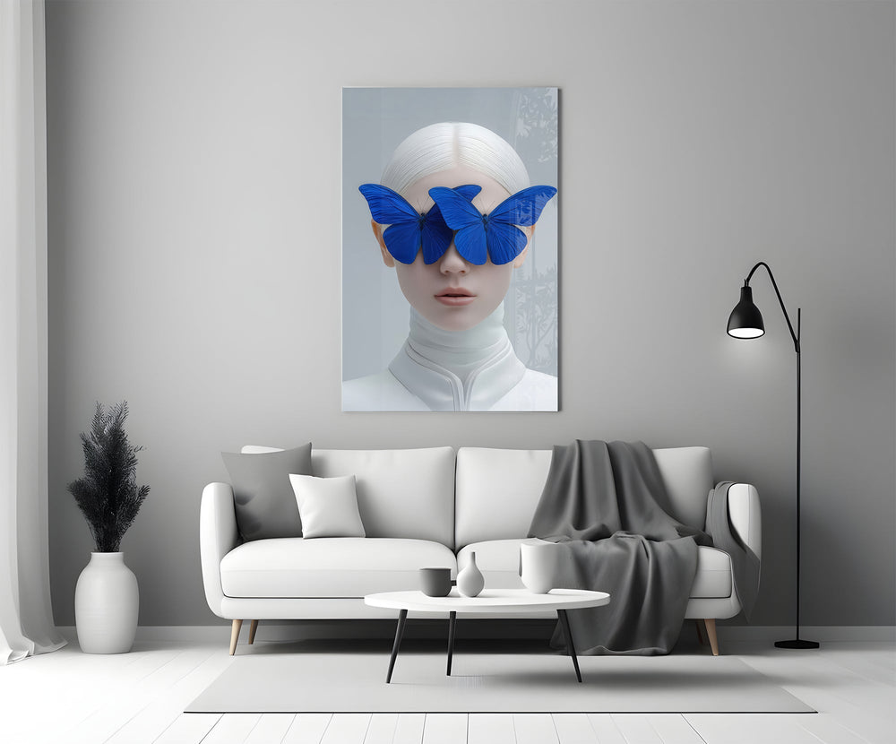 Tim-Walker style cinematic glass wall art in heritage stairwell