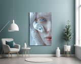 Stoic Medusa cinematic glass wall art in boutique-hotel suite