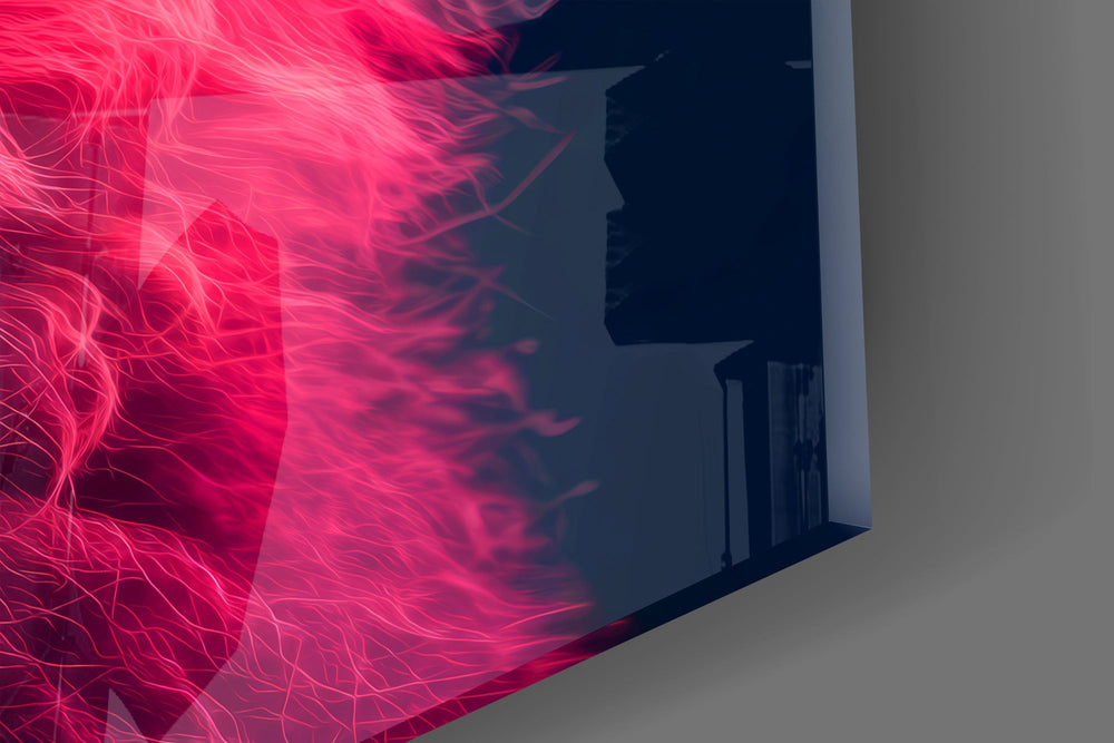 Bubblegum lion cinematic glass wall art in teen Y2K-fan bedroom