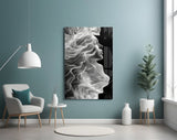 Side-profile fantasy cinematic glass wall art in poetry-room nook