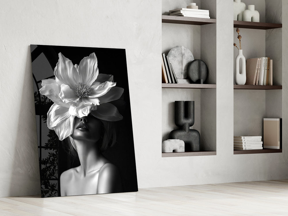 Mother-Nature femininity cinematic glass wall art in private library reading nook