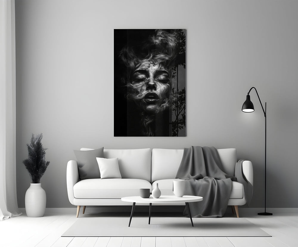 Symbolist Symbolism cinematic glass wall art in heritage stairwell
