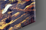 Painterly history cinematic glass wall art in private study