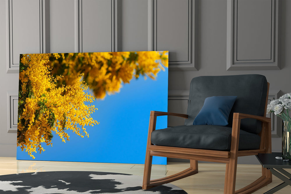 Spring floral cinematic glass wall art in private library reading nook