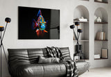 Tropical reef cinematic glass wall art in wellness clinic reception