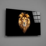Regal wildlife painterly cinematic glass wall art in masculine-luxe study