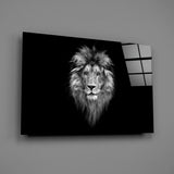 Noir wildlife cinematic glass wall art in masculine-luxe study