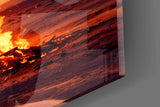 Phoenix flames cinematic glass wall art in teen fantasy-fan bedroom