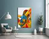 Editorial body-portrait cinematic glass wall art in creative studio