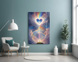 Rainbow promise cinematic glass wall art in coaching reception
