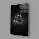 Spiritual love cinematic glass wall art in meditation studio