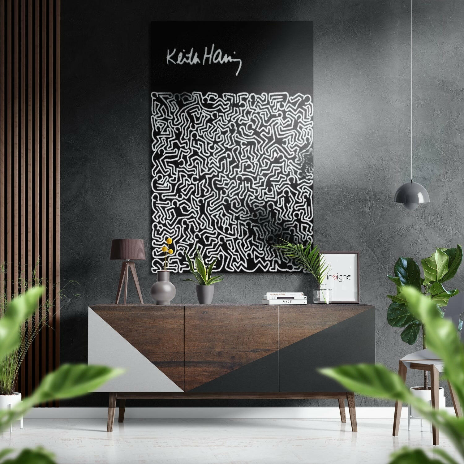 Keith Haring Fırçalı Metalik Alu-Dibond.