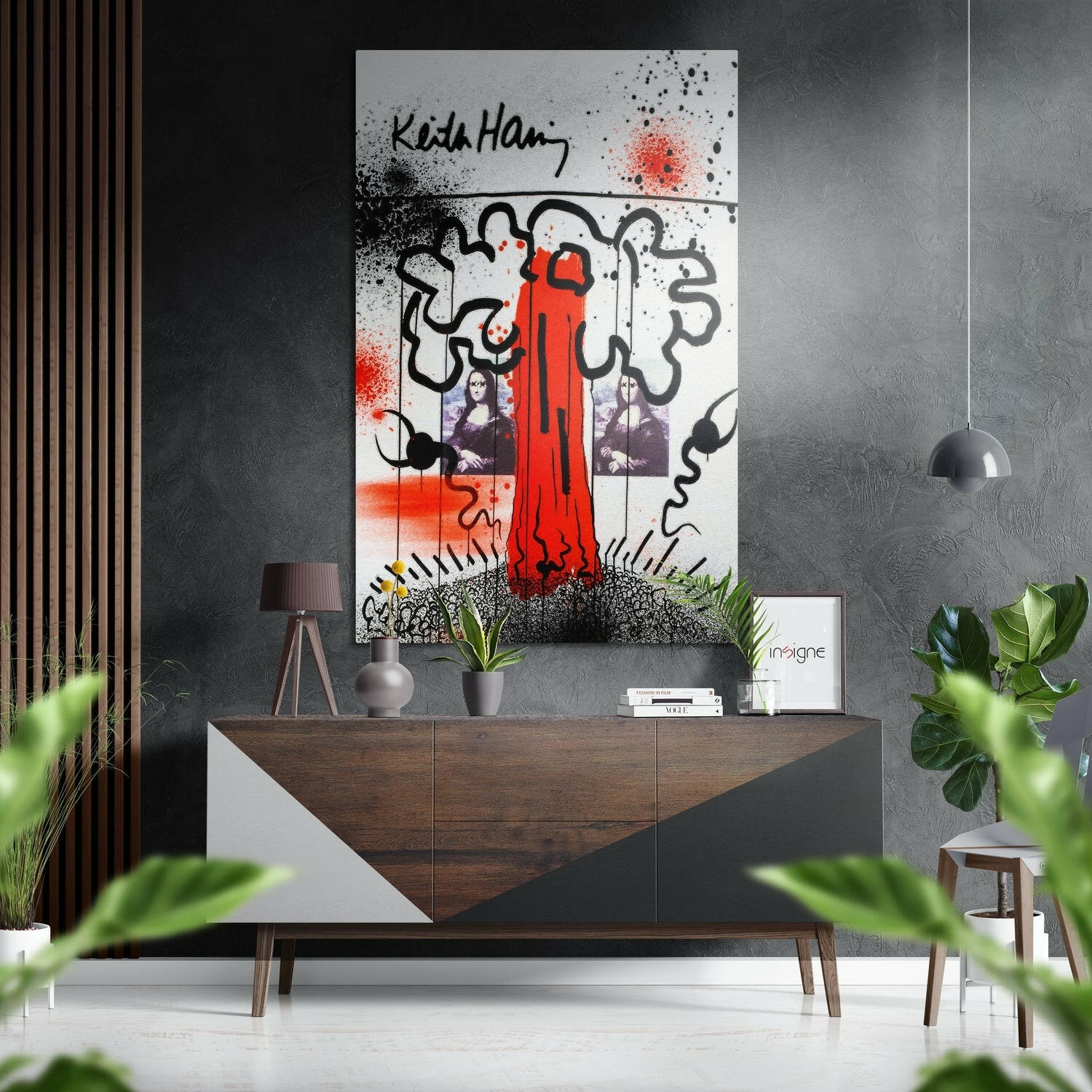 Keith Haring Fırçalı Metalik Alu-Dibond.