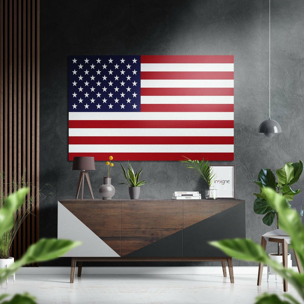 Amerikan Bayrağı Fırçalı Metalik Alu-Dibond.